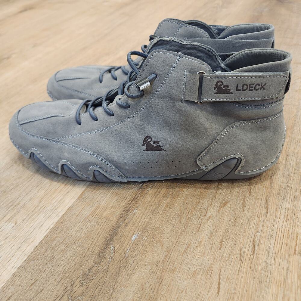 LDeck Mens Sz 44 (10-10.5 US) Suede Lace-up High Top Sneakers Italy Casual Shoes
